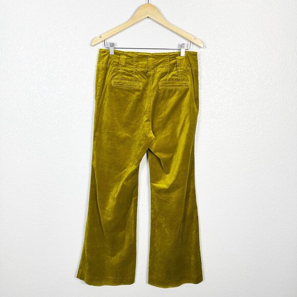 Maeve Anthropologie Women’s Naomi Chartreuse Velvet Trouser Pants Size 8 - Picture 4 of 15